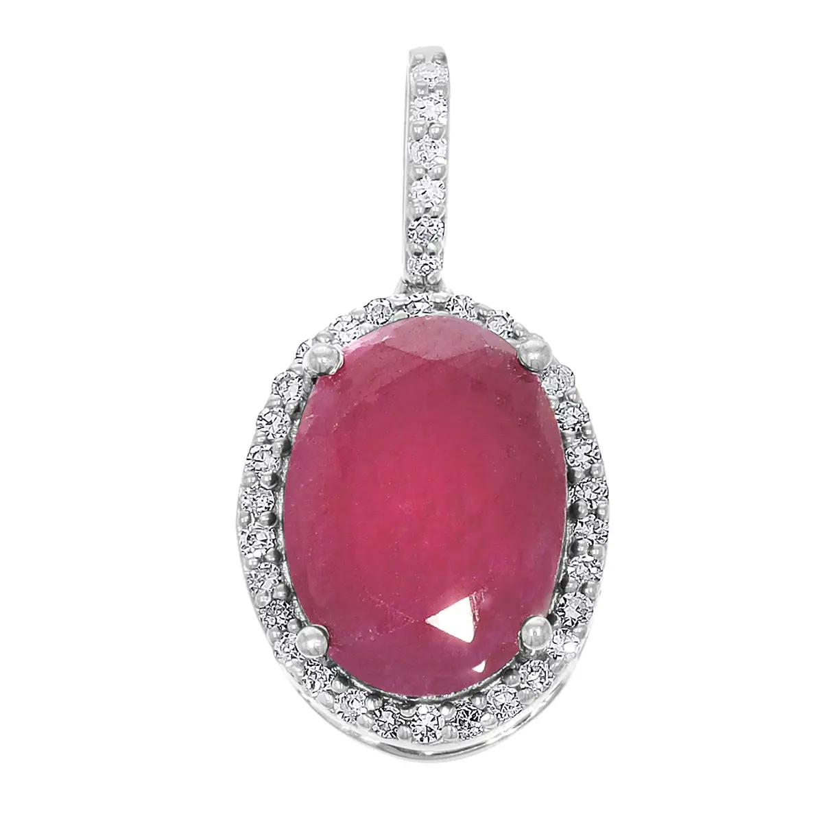 Ruby and Diamond Halo Pendant PD31986A